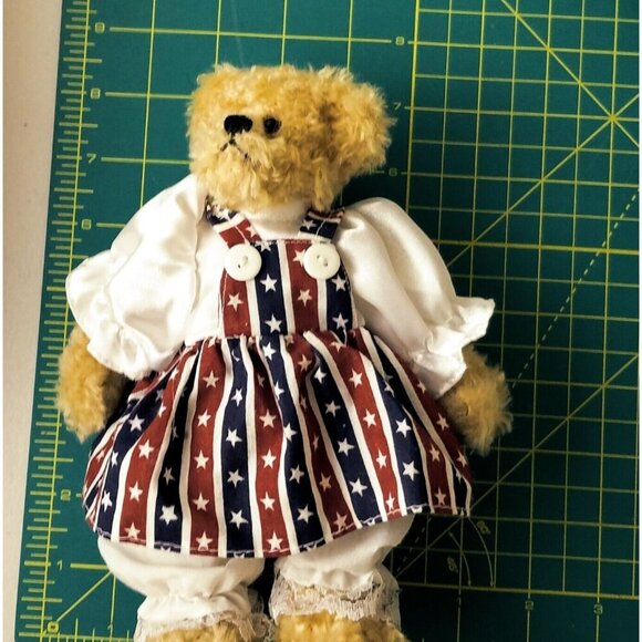 Unipak Ivory Teddy Bear 8.5" Plush 4th of July striped red white blue - Picture 11 of 11